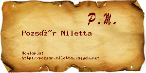 Pozsár Miletta névjegykártya